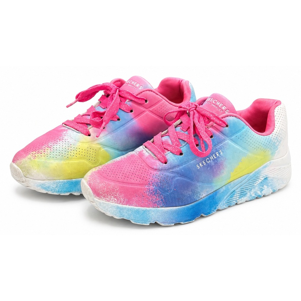 Skechers Uno Lite Splatter Shines Girls Size 4.5 Pink Multicolor Sneaker 310486L
